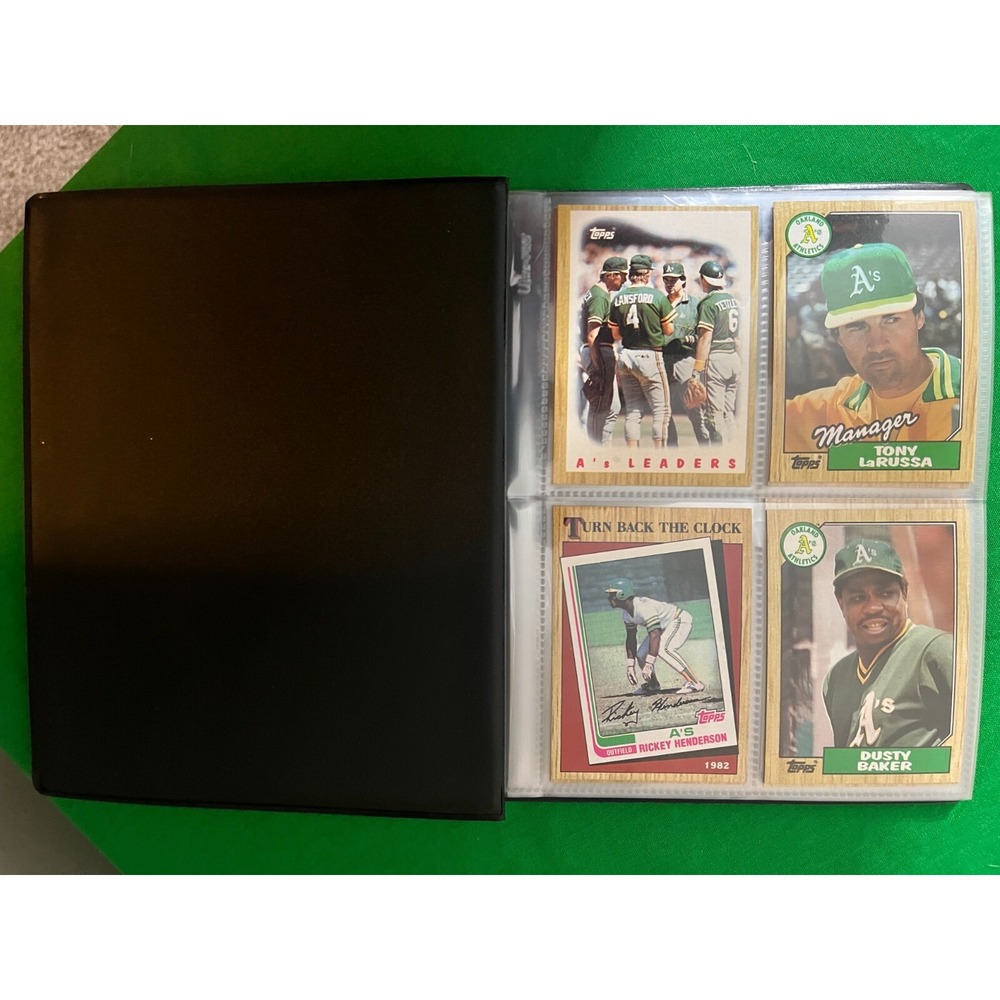 Oakland Athletics 1987 Topps Team Set with 40 card collector album. Complete set